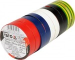 YATO YT-8156 Nářadí Sada kvalitních, elektroizolačních, pružných, samolepících pásek ze směsi PVC a gumy. Páska odolává napětí do 4000V EN60454. Páska s návinem 10 m, šíře 12 mm s tloušťkou 0,13 mm. Balení 10 ks barev
