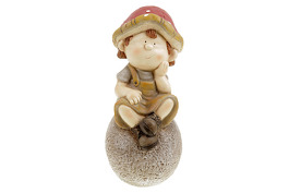 KER331 - Houbový chlapec na kameni zahradní MgO keramika